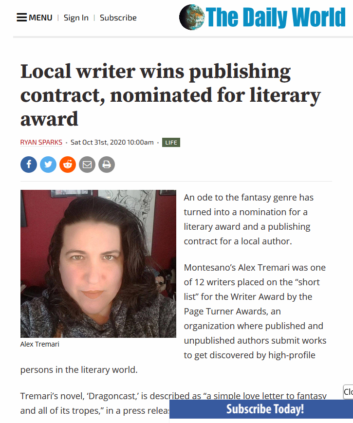 Local writer wins publishing contract, nominated for literary award