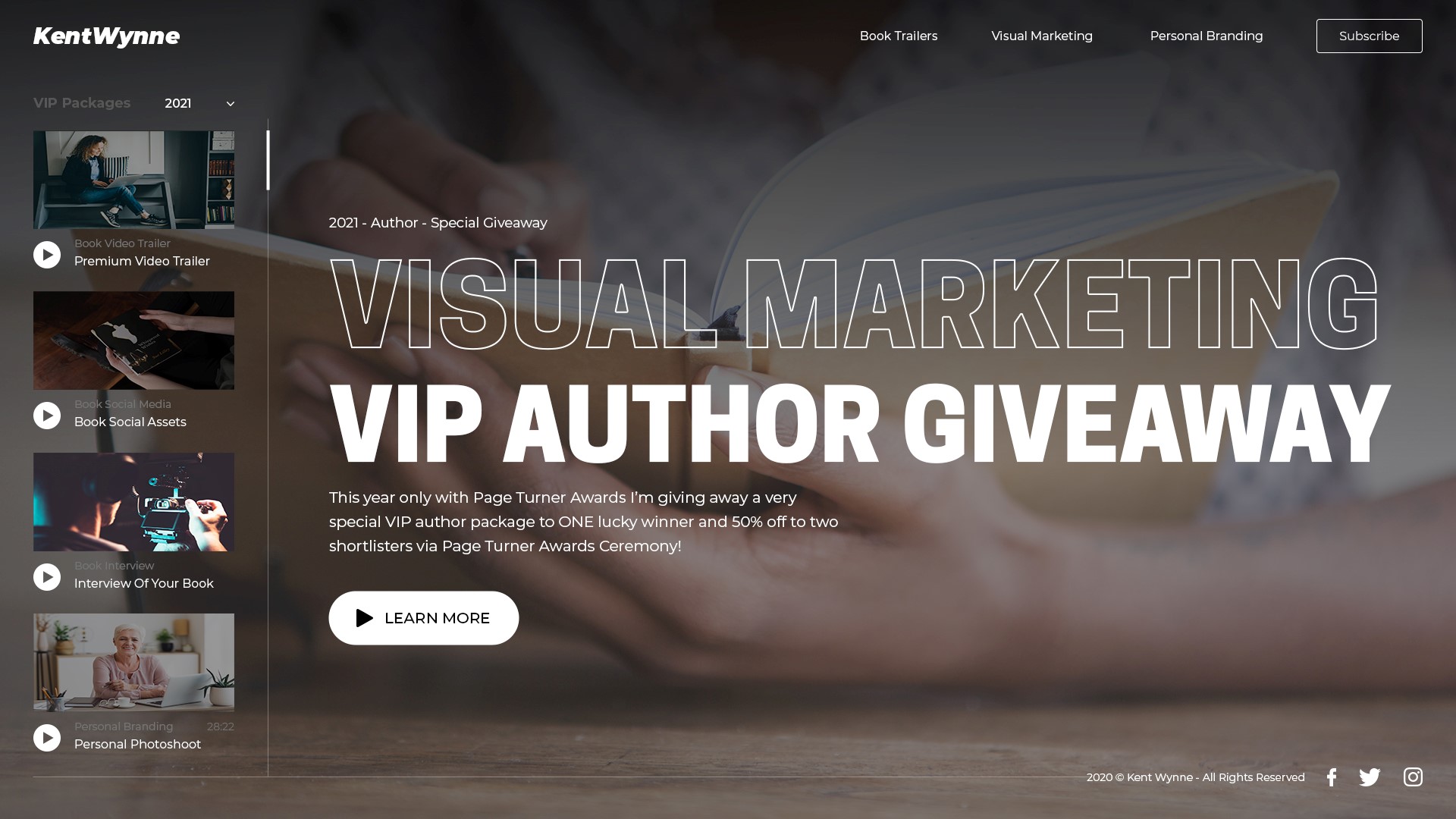 Win a VIP Author Visual Marketing Package By Kent Wynne